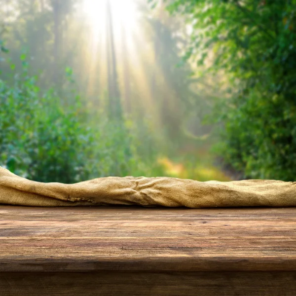 Empty table  in the forest — Stock Photo, Image