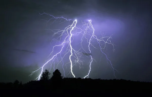 Dangerous thunderstorm  at night — Stock Photo, Image