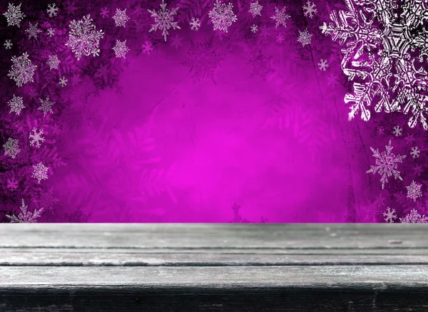 Tavolo vuoto con sfondo di Natale viola — Foto Stock