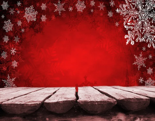 Tabel kosong dengan latar belakang Natal merah — Stok Foto