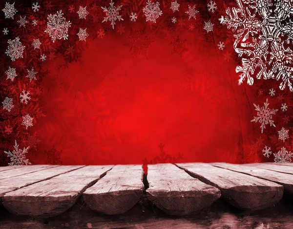 Mesa vacía con fondo rojo navidad —  Fotos de Stock