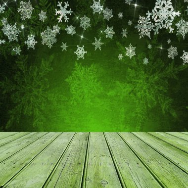 Yeşil Noel arka plana sahip boş tablo