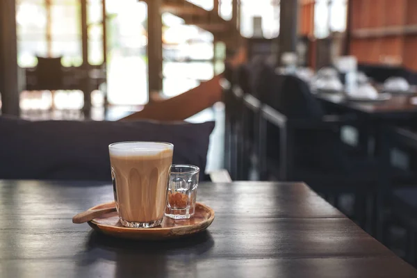 Imagem Close Copo Café Quente Mesa Madeira Café — Fotografia de Stock