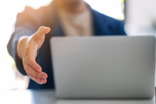 Businessman open hand to shaking hands