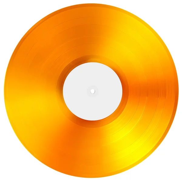 白い背景に金のビニールレコード 隔離された ロングプレイ — ストック写真