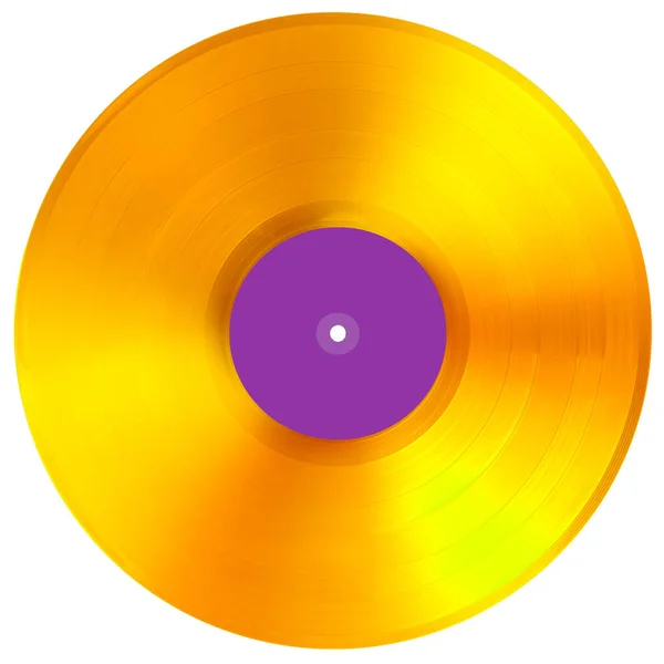 Premio Disco Música Gold Vinyl Aislado Etiqueta Blanco —  Fotos de Stock