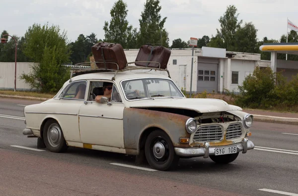 Rattvik Zweden Juli 2013 Oude Witte Volvo Amazon 121 Classic — Stockfoto