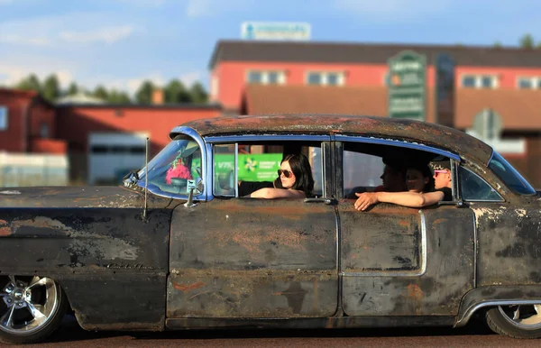 Rattvik Schweden Juli 2013 Oldtimerwoche Rttvik Alter Cadillac Rostiger Schwarzer — Stockfoto