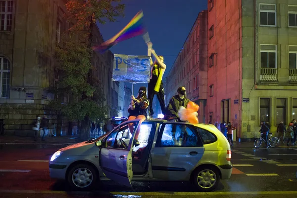 Poznan Polen Oktober 2020 Protester Mot Polens Abortlagar Kvinnor Strejkar — Stockfoto