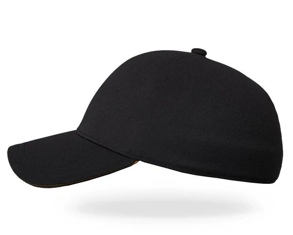 Blank Black White Baseball Cap Mockup Set Profile Side View — Stock Photo, Image