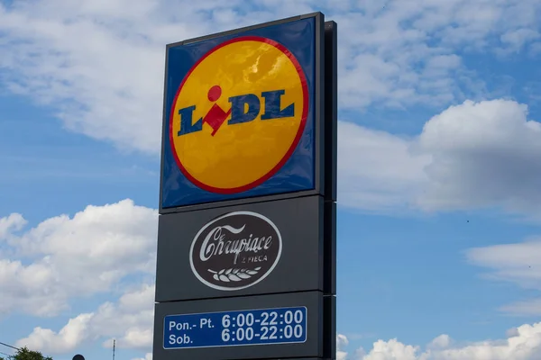 Skorzewo Polen Jul 2021 Lidl Supermarktkettingbord — Stockfoto