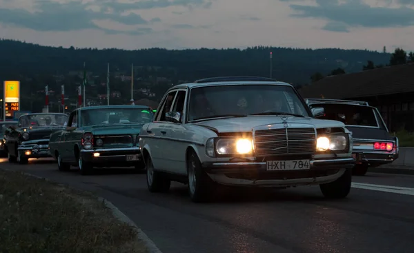 Rattvik Suécia Julho 2013 Classic Car Week Rttvik White Mercedes — Fotografia de Stock