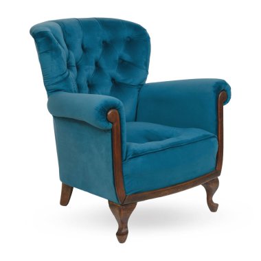 Beyaz yastıklı zarif kadife turkuaz koltuk.