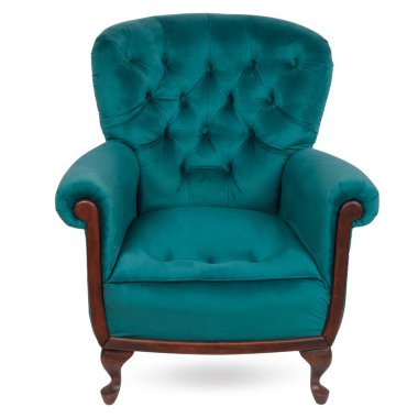 Beyaz arka planda eski bir koltuk. İç öge