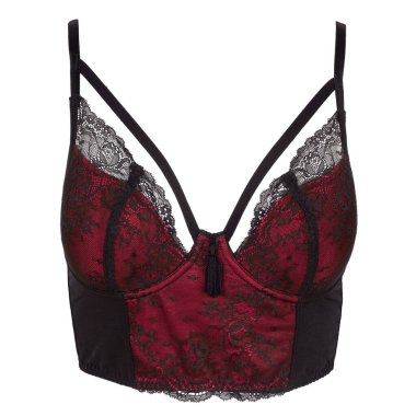 Kayışlı Kırmızı ve Siyah Dantel Bralette