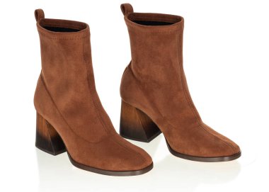 Topuklu Kahverengi Süet Bilek Botları