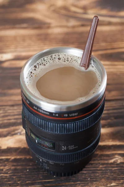 Kaffe i en objektiv — Stockfoto