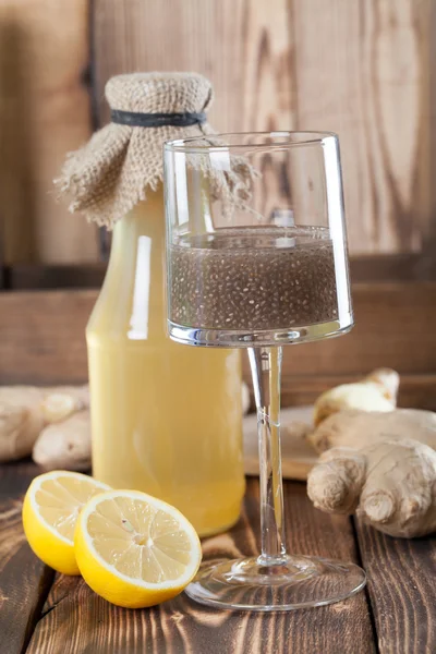 Ginger drink with chia seeds — Stock Photo, Image