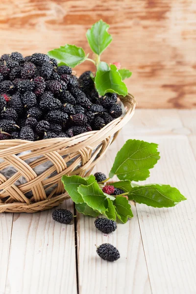 Mulberries in a basket — Stock Photo, Image