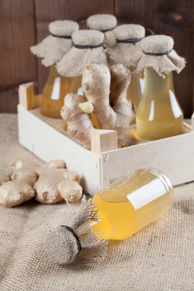 Ginger syrup in bottles — Stock Photo, Image