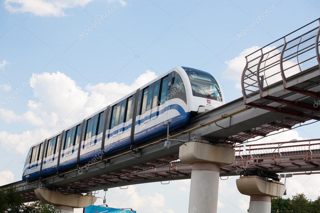 Monorail train in Ostankino district in Moscow