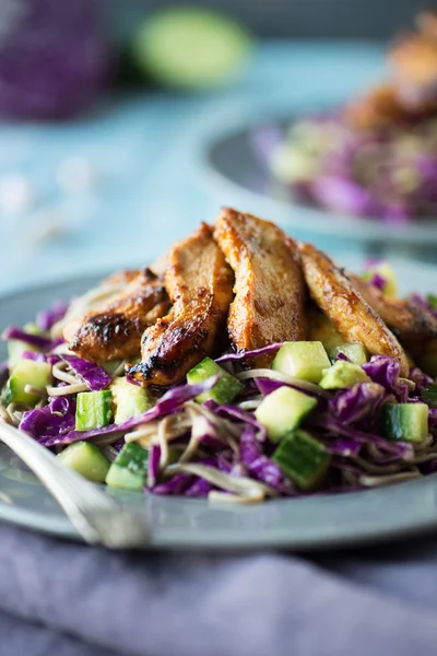 Ensalada de col de pollo tailandés frío con soba — Foto de Stock