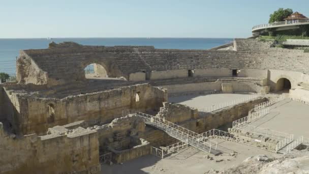 Anfiteatro romano em Tarragona, Costa Dorada, Catalunha, Espanha — Vídeo de Stock