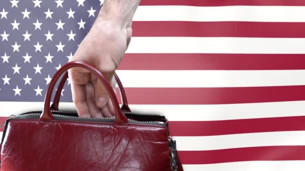 Rubare a mano portafogli con soldi dall'interno di una borsa. — Video Stock