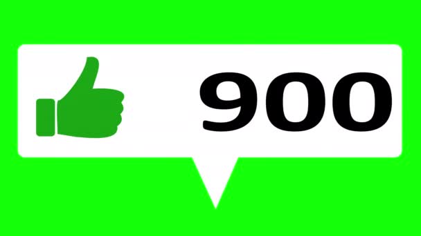 Ícone de polegares de design plano no balcão de mídia social 4K, mostra cliques ao longo do tempo em um fundo de tela verde com alfa fosco. — Vídeo de Stock