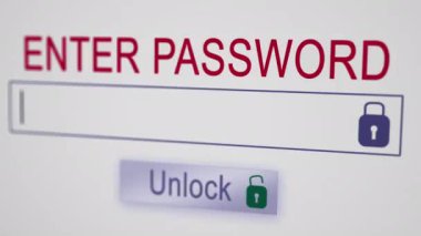 Bilgisayar ekranında kullanıcı adı ve parola. Seçici odak