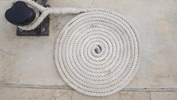 View of nautical rope fold in spiral circle — Stock Video