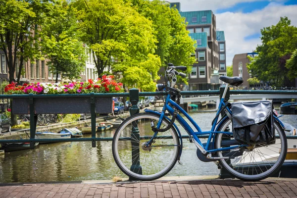 Rower na moście w Amsterdam, Holandia — Zdjęcie stockowe
