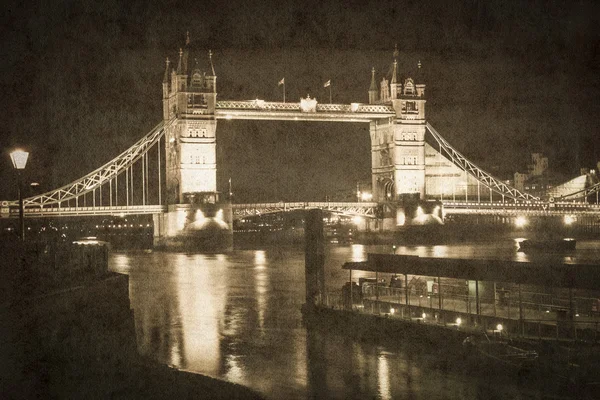 Tower Bridge, Londýn, obrázek v retro vintage stylu — Stock fotografie