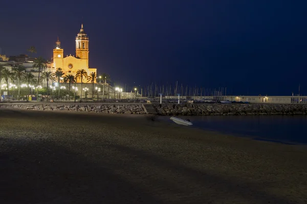 Scena notturna a Sitges, Spagna — Foto Stock