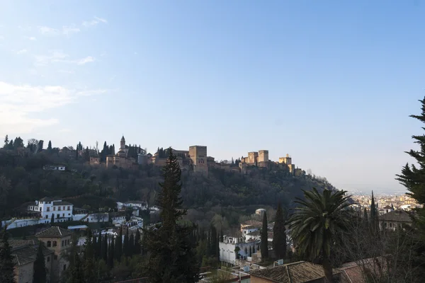 Widok od słynnego Pałacu alhambra, granada, Hiszpania. — Zdjęcie stockowe