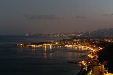 Sicilya sahil akşam Sicilya, İtalya, Taormina yakınındaki