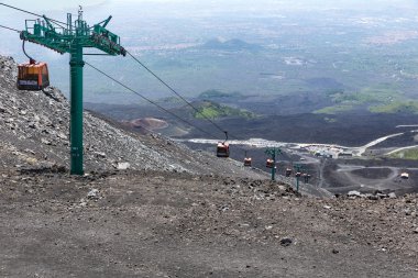 Teleferik tot üst Mount Etna, Sicilya, İtalya