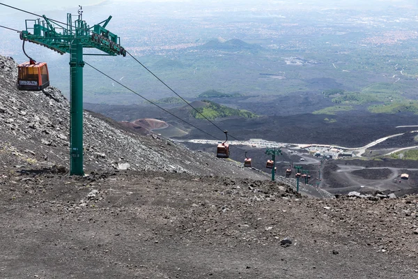 Teleferik tot üst Mount Etna, Sicilya, İtalya