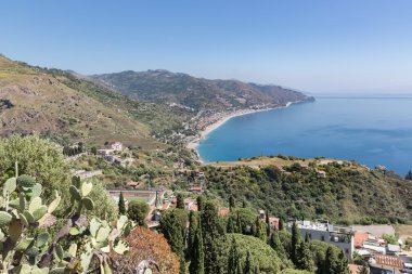 Havadan görünümü Sicilya sahil İtalya Taormina yakınındaki