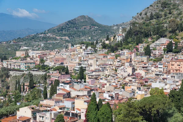 Havadan görünümü Taormina, Sicilya, İtalya — Stok fotoğraf