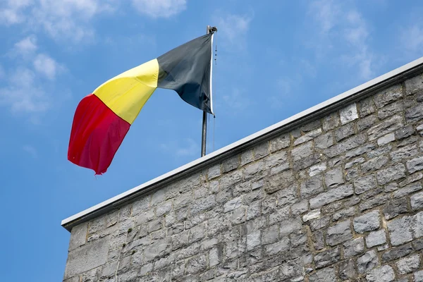 Бельгийский флаг на вершине цитадели Динан — стоковое фото