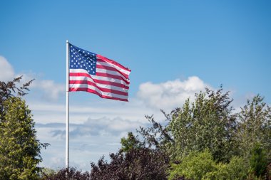Amerikan bayrağı yıldızlar ve çizgiler rüzgarda