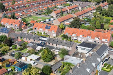 Emmeloord, Hollanda backyards ile havadan görünümü aile evleri