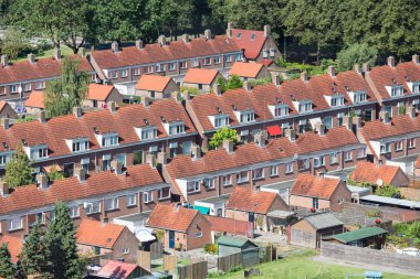 Emmeloord, Hollanda backyards ile havadan görünümü aile evleri