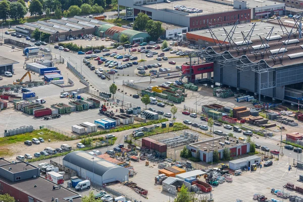 Aerial cityscape of an industrial site of The Hague, the Netherlands — Stock Photo, Image