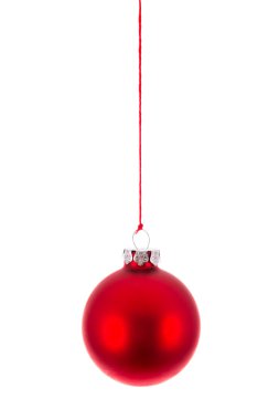 Bir ip asılı beyaz kırmızı Noel top