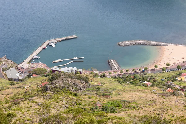 Widok z lotu ptaka portu Canical na wyspie Madera — Zdjęcie stockowe