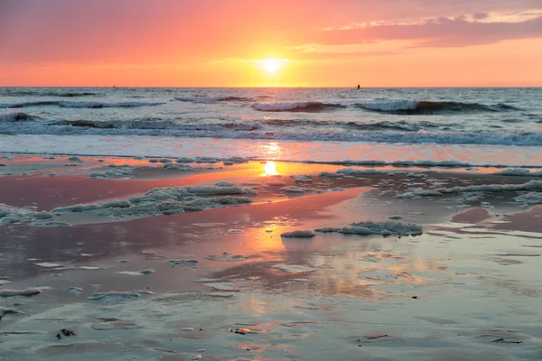 Sea sunset at the Dutch coast near Scheveningen — Stock Photo, Image