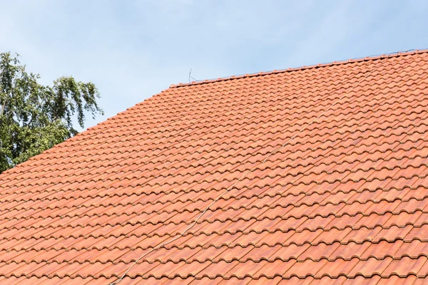 Red tiles roof of Dutch farmhouse — Stock Photo, Image