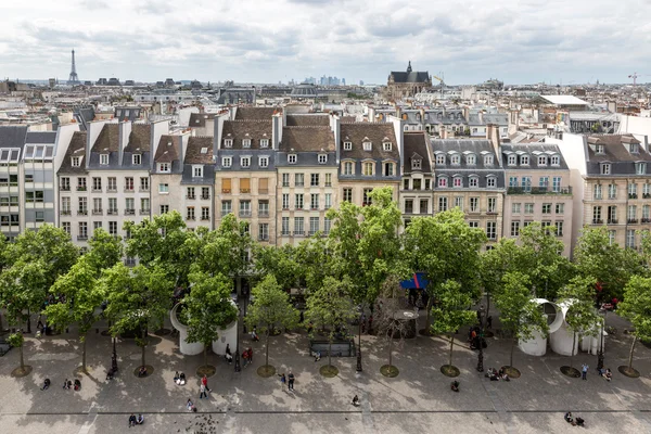 Luchtfoto Parijs vanaf dakterras van Centre Pompidou, Parijs — Stockfoto